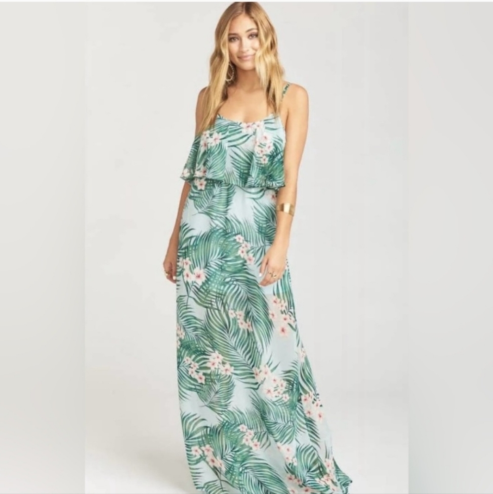 Show Me Your Mumu Caitlin Ruffle Maxi Dress In Hanalei Dream - Picture 1 of 8